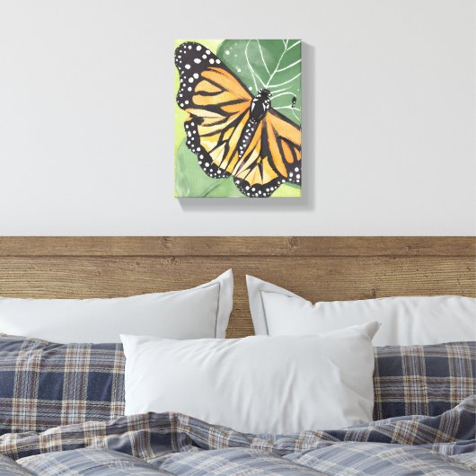 monarchvlinder | Mooie Waterverf Canvas Afdruk (Insitu (Slaapkamer))