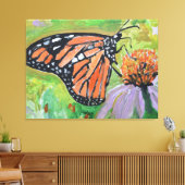 Monarchvlinder op Bloem Canvas Afdruk (Insitu (Woonkamer))