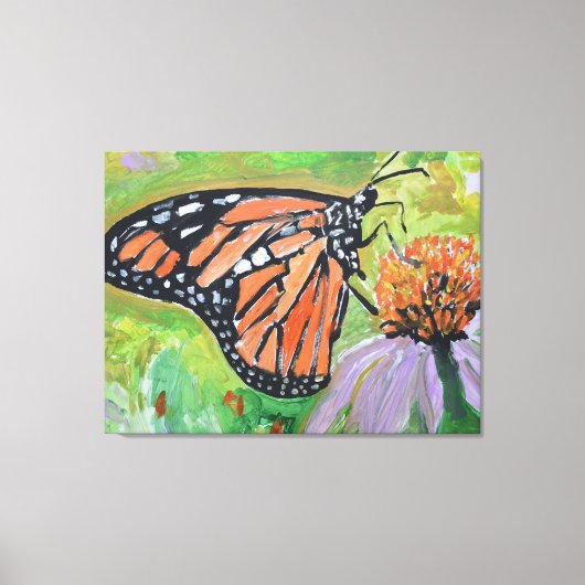 Monarchvlinder op Bloem Canvas Afdruk (Voorkant)