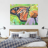 Monarchvlinder op Bloem Canvas Afdruk (Insitu (Slaapkamer))