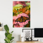Monarchvlinder op een Gerbera| Danaus Plexippus Poster (Thuiskantoor)