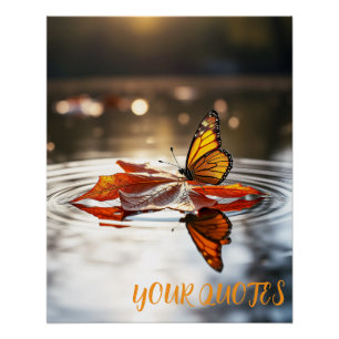 Monarchvlinder op Herfstblad Perfect Poster