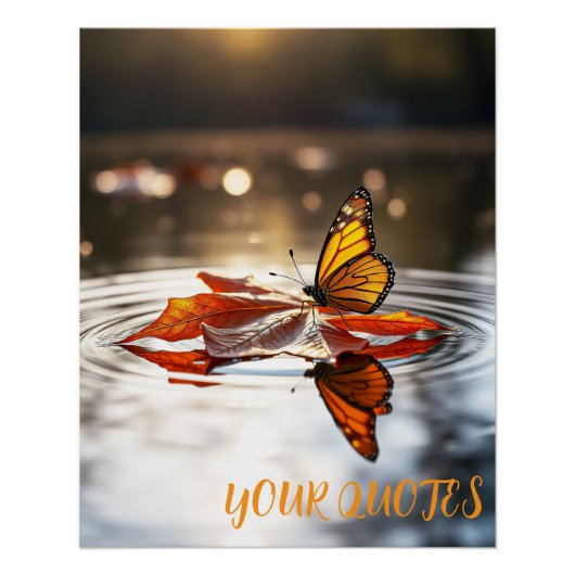 Monarchvlinder op Herfstblad Perfect Poster (Voorkant)