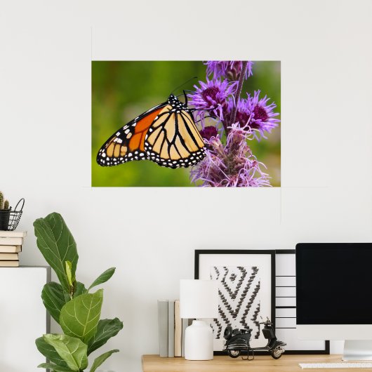 Monarchvlinder op Liatris Poster (Thuiskantoor)