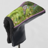 Monarchvlinder op paarse vlinderstruik golfheadcover (3/4 voorkant)