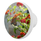 Monarchvlinder op rode vlinderstruik keramische knop (Rechts)