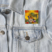 Monarchvlinder op zoek naar stuifmeel vierkante button 5,1 cm (In situ)