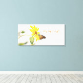 Monarchvlinder op Zonnebloem Positieve Natuur Canvas Afdruk (Insitu (Houten vloer))