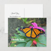 Monarchvlinder Roze Bloem Foto Bedankt Briefkaart (Voorkant / Achterkant)