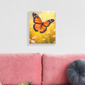 Monarchvlinder Tuin Aquarel Bloem Canvas Afdruk (Insitu (Woonkamer))