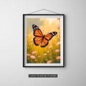 Monarchvlinder Tuin Aquarel Bloem Poster