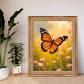 Monarchvlinder Tuin Aquarel Bloem Poster
