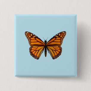 Monarchvlinder Vierkante Button 5,1 Cm