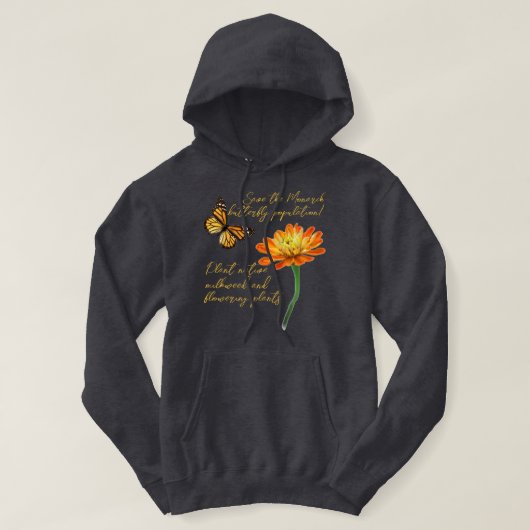 Monarchvlinder, Zinnia bloem, Hoodie (Design voorkant)