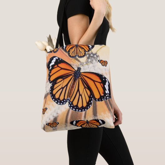 Monarchvlinderontwerp op boodschappentas tote bag (Dichtbij)