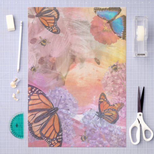 Monarchvlinders en Bijen Collage  Tissuepapier (Craft)