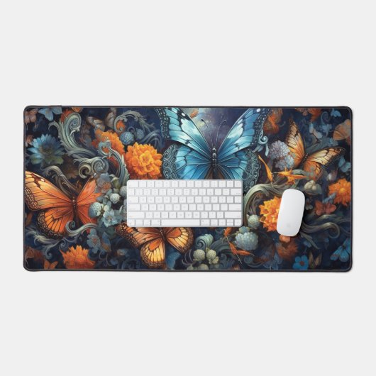 Monarchvlinders en wilde bloemen bureaumat (Keyboard & Muis)