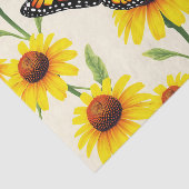 Monarchvlinders Gele Margrieten Patroon Tissuepapier (Detail)