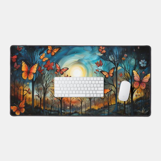 Monarchvlinders in de bomen bureaumat (Keyboard & Muis)