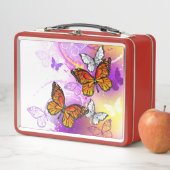 Monarchvlinders op paarse achtergrond (In situ)