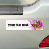 Monarchvlinders op paarse achtergrond bumpersticker (Op auto)