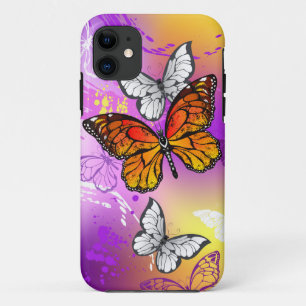 Monarchvlinders op paarse achtergrond Case-Mate iPhone case