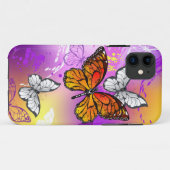 Monarchvlinders op paarse achtergrond Case-Mate iPhone case (Achterkant (horizontaal))