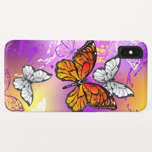 Monarchvlinders op paarse achtergrond Case-Mate iPhone case (Achterkant (horizontaal))
