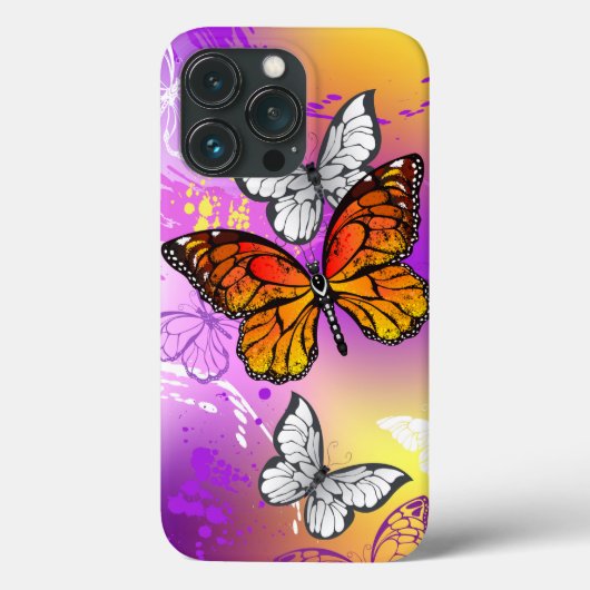 Monarchvlinders op paarse achtergrond Case-Mate iPhone case (Achterkant)