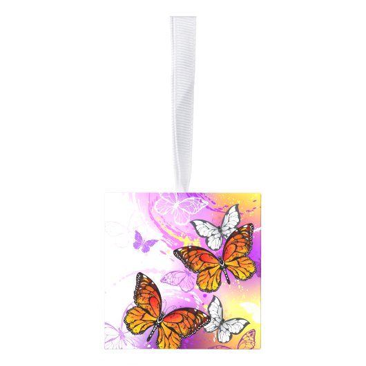 Monarchvlinders op paarse achtergrond decoratie (Rechts)