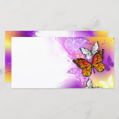 Monarchvlinders op paarse achtergrond feestdagenkaart (Voorkant / Achterkant)