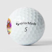 Monarchvlinders op paarse achtergrond golfballen (Logo)