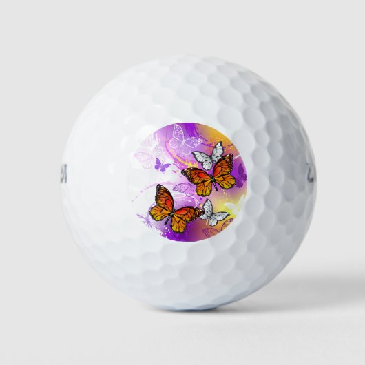 Monarchvlinders op paarse achtergrond golfballen (Voorkant)