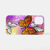 Monarchvlinders op paarse achtergrond iPhone hoesje (Achterkant horizontaal)