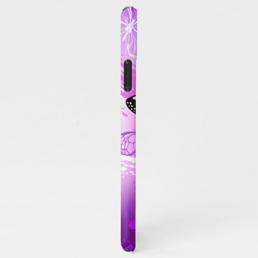 Monarchvlinders op paarse achtergrond iPhone hoesje (Rechterkant)