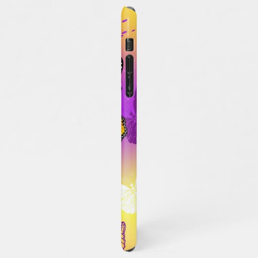 Monarchvlinders op paarse achtergrond iPhone hoesje (Linkerkant)