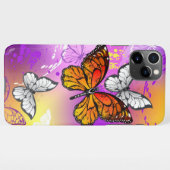 Monarchvlinders op paarse achtergrond iPhone hoesje (Achterkant horizontaal)