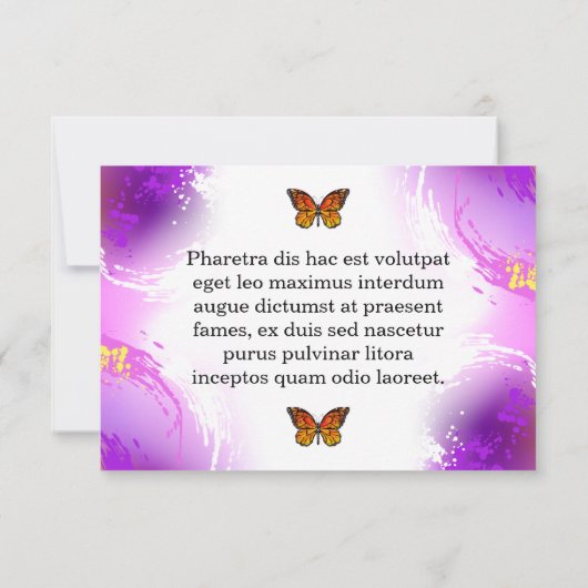 Monarchvlinders op paarse achtergrond kaart (Achterkant)