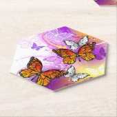 Monarchvlinders op paarse achtergrond kartonnen onderzetters (Schuin)