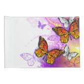 Monarchvlinders op paarse achtergrond kussensloop (Achterkant-Rechts)