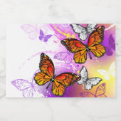 Monarchvlinders op paarse achtergrond likeurfles etiket (Enkel label)