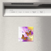 Monarchvlinders op paarse achtergrond magneet (Insitu (Vaatwasser))