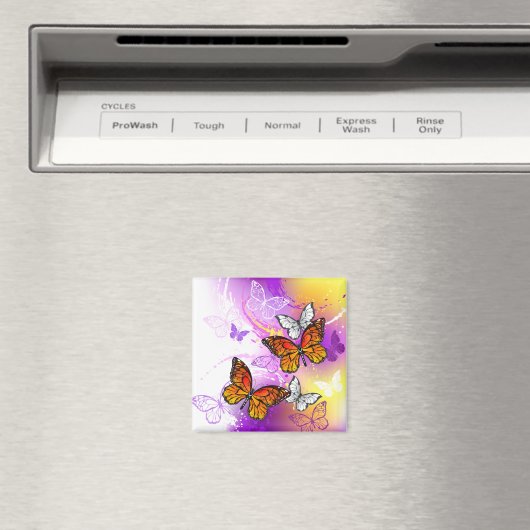 Monarchvlinders op paarse achtergrond magneet (Insitu (Vaatwasser))