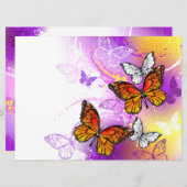 Monarchvlinders op paarse achtergrond menu (Voorkant / Achterkant)