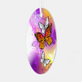 Monarchvlinders op paarse achtergrond metalen ornament (Voorkant links)