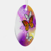 Monarchvlinders op paarse achtergrond metalen ornament (Voorkant Rechts)