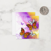 Monarchvlinders op paarse achtergrond notitiekaartje (Voorkant / Achterkant in situ)