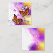Monarchvlinders op paarse achtergrond notitiekaartje (Voorkant / Achterkant)
