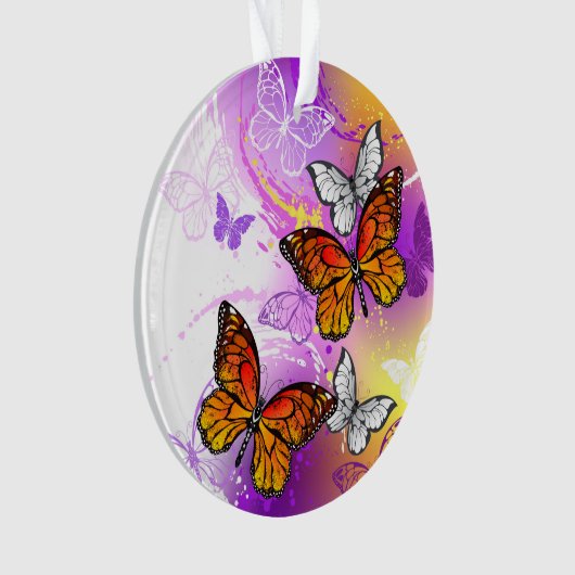 Monarchvlinders op paarse achtergrond ornament (voorkant)