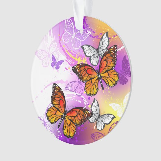 Monarchvlinders op paarse achtergrond ornament (voorkant)
